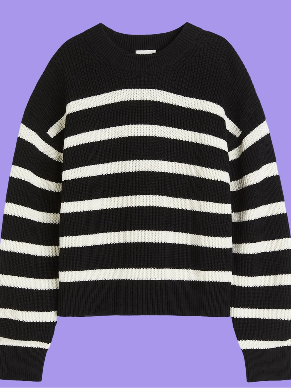 4/45$ NWT Black & Off White Striped Crewneck Sweater | H&M